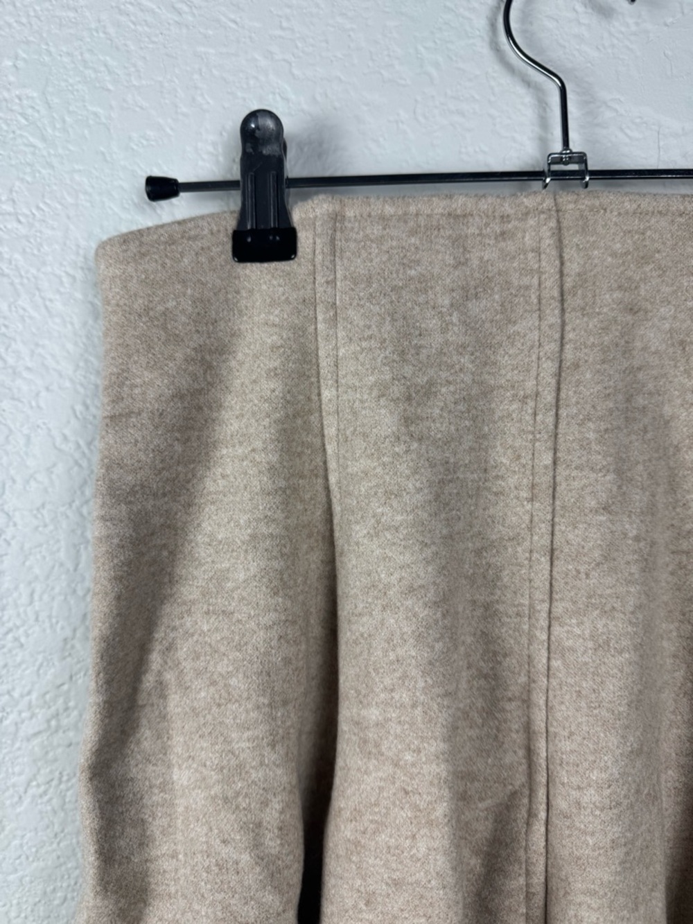 OGL Heather Oatmeal Beige Tan Flare Hem Mini Skirt - Picture 8 of 9